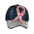 thumbnail image 2 of Top Headwear Breast Cancer Awareness Pink Ribbon Studded Baseball Cap - Dark Denim, 2 of 4