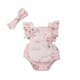 thumbnail image 1 of ZAXARRA Tenues d'Été 2 Pcs pour Bébés Filles Barboteuse à Volants + Bandeau, 1 of 1