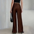 thumbnail image 6 of LEKWK Satin Wide Leg Pants for Women High Waisted Casual Palazzo Pants Loose Fit Comfy Straight Leg Trousers with Pockets Fall Fashion Business Work Outfits, 6 of 6