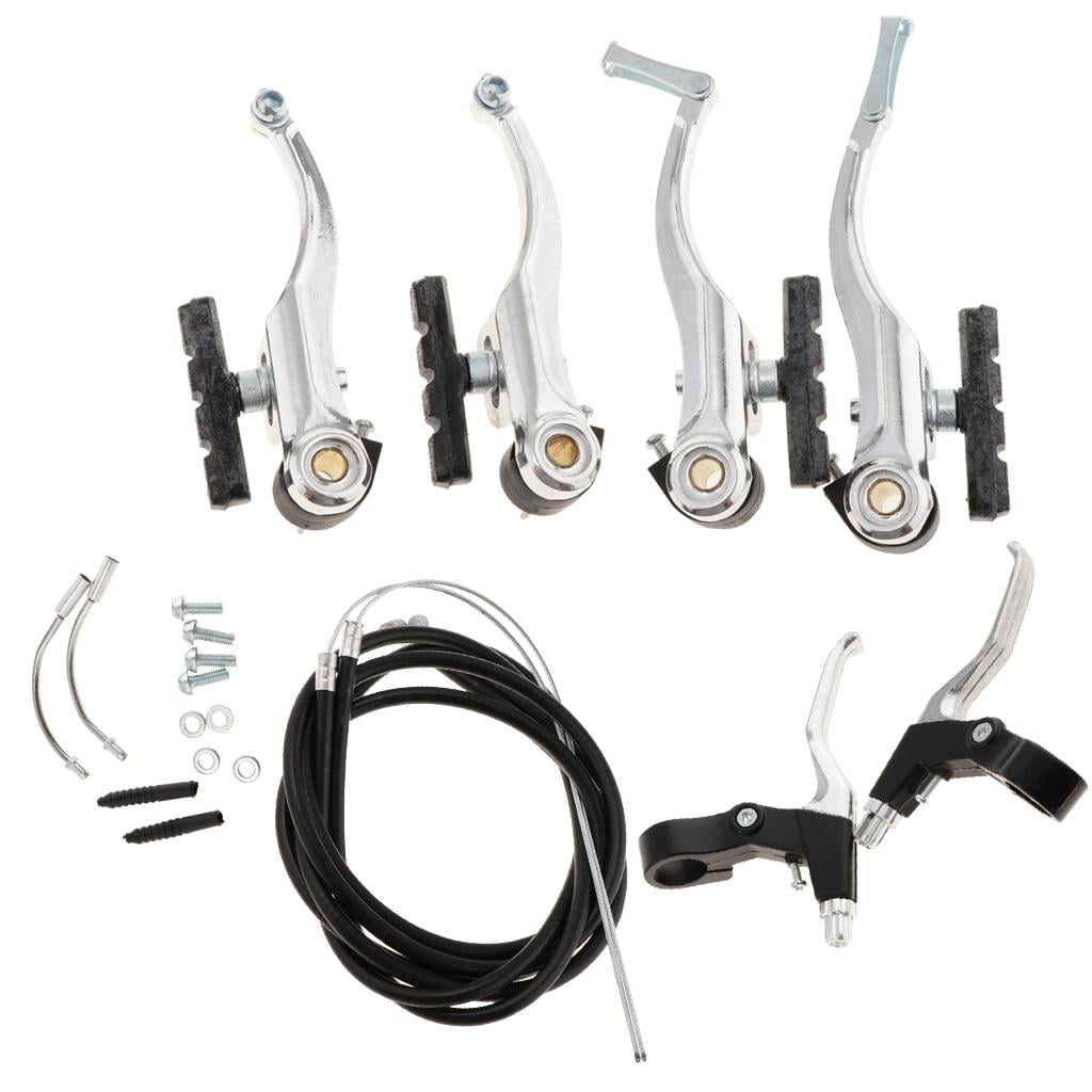 Aluminum Alloy Bike bike brake Caliper Brakes Lever Replacement with Dustproof Cover Mounting Screws Washers Cables