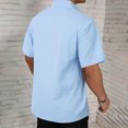 thumbnail image 6 of Men's Casual Short Sleeve Button Down Shirt Solid Color Polyester Comfortable Daily Wear, 6 of 9