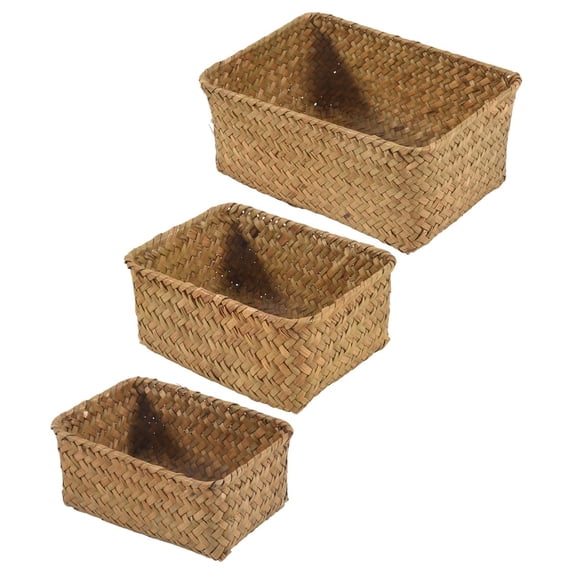 Seagrass Storage Basket, Multisize Handmade Rattan Shelf Baskets & Home Storage Bins Baskets for Decoration