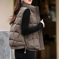 thumbnail image 5 of Rutainlusire Womens Puffer Vest Womens Hooded Solid Color Trendy Puffer Vest Ladies' Casual Colored Sleeveless And Hoodless Jacket With Pockets And Stand Collar, 5 of 5