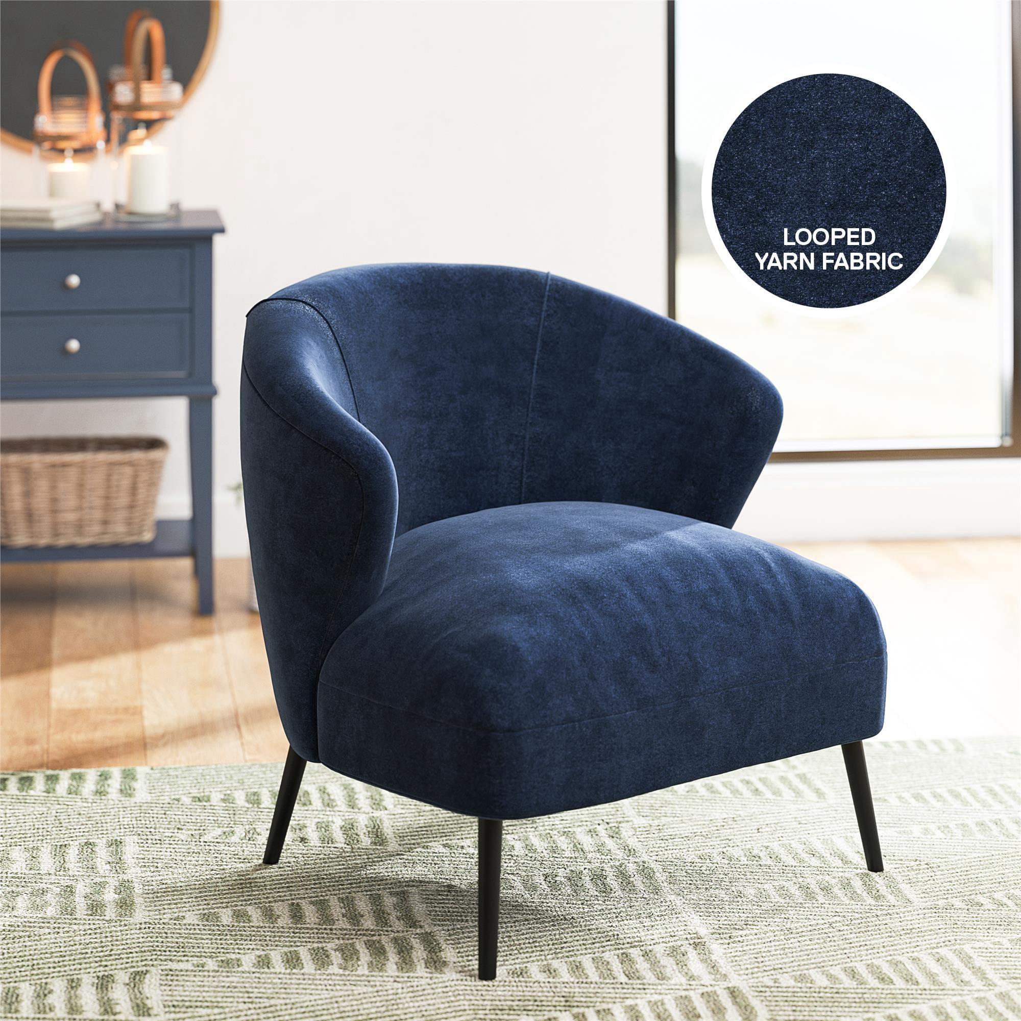 DHP Alice Upholstered Accent Chair, Navy Blue Looped Yarn