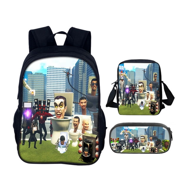 Toilet man three-piece skibidi toilet game peripheral backpack