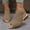 Brown, variant on Women's Knit Chunky Block High Heels Sandals Slingback Cut Out Peep Toe Chunky Stacked Heel Ankle Booties Beige 9(42)