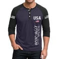 thumbnail image 2 of Dwelliawo Men's 3/4 Sleeve Raglan Henley Button Placket Shirt, USA 1776-2026 250th Anniversary Patriotic T-Shirt, We The People American Flag Casual Baseball Tee Blue 3xL, 2 of 4