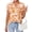 Orange, variant on Womens Floral Print Short Sleeve Summer Tops Trendy V Neck Loose Boho Shirts Casual Work Blouses
