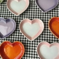 thumbnail image 4 of Heart-shaped Ceramic Dishes,12cm Gradient Underglaze Color Simple Tableware,Dip Dish Desserts Snacks Plate Utensils for Kitchen, 4 of 10