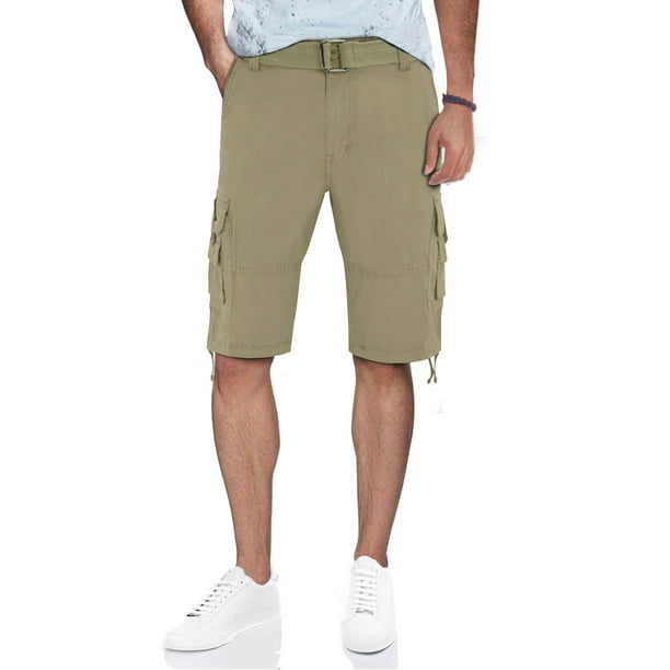 Rawx - RawX Men's Belted Cargo Shorts With Twill Piping, Stone, Size 38 ...