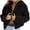 Black, variant on Women's Plus Size Winter Warm Fleece Coat Fuzzy Faux Fur Jacket Long Sleeve Zipper Outwear