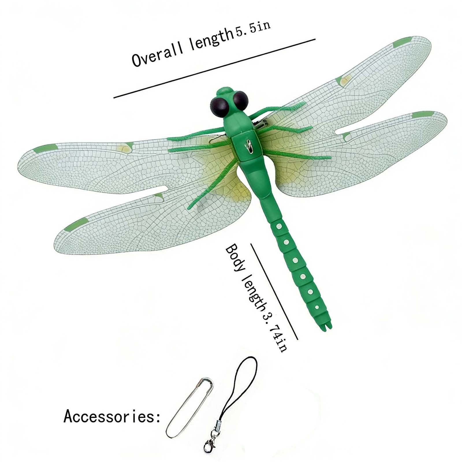 Indoor & Outdoor Fake Dragonfly Clip,Dragonfly Clip Bug Repellent, 3D Dragon Fly Garden Stakes & Hat Simulation Decor, Garden Bird and Fly Scare Devices