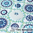 thumbnail image 3 of Round Fitted Tablecloth with Elastic Edge, 100% Waterproof Oil Proof Plastic Table Cover, Vinyl Flannel Backed Tablecloth Fits 36"-44" Round Tables for Dinner, Outdoor, Picnic, Navy Mandala, 3 of 4