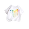 thumbnail image 2 of Piuwrlz Kid Short Sleeve Sweatshirt Girls T-Shirts Solid Color Round Neck Cotton T Shirt Top White Size 4 Years, 2 of 7