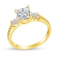 thumbnail image 3 of Solid 14k Yellow Gold Princess Cut Three Stone Solitaire Engagement Ring CZ Cubic Zirconia (1.75cttw., 1.0ct. Center) , Size 9.5, 3 of 7