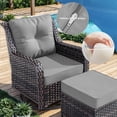thumbnail image 2 of ALAULM 7PCS Rattan Patio Furniture Set, Wicker Outdoor Sofa Set w/2 Swivel Rocking Chairs, 2 coffee tables of different sizes, 2 Ottomans, Gray, 2 of 8