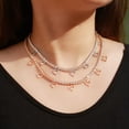 thumbnail image 3 of Romantic 585 Gold Round CZ Women Party Love Heart Charms Round Tennis Necklace, 3 of 8