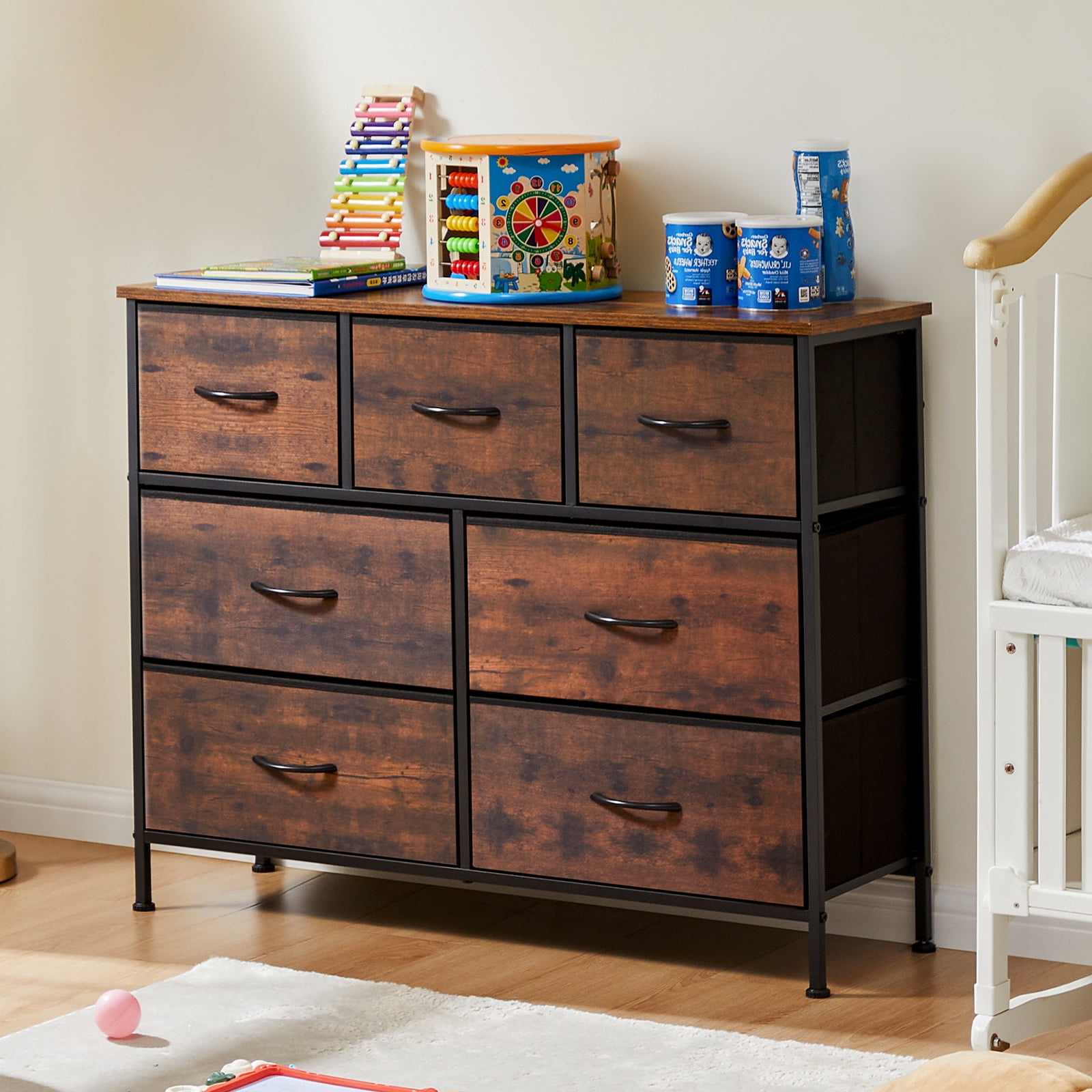 MAYEERTY 8 Drawer Dresser, Fabric Storage Dresser for Bedroom, Living Room, White