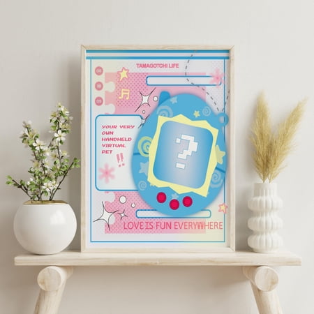 Tamagotchi Life Poster Print, Retro 90s Gaming Art Vintage Style Wall Decor, Poster Only
