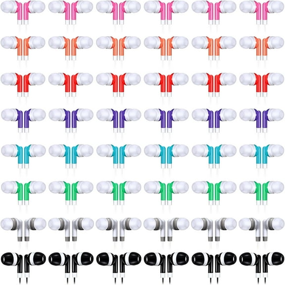 ACDANC 32 Packs Bulk Earbuds with Wire Kids Earphones Classroom Wired Headphones for Students Headphones Individually Bagged, 8 Colors Ear Buds Bulk for Classroom School Library (Multicolor)