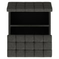 thumbnail image 3 of Simpli Home Harrison 30 inch Wide Transitional Square Small Coffee Table Storage Ottoman in Ebony Tweed Vegan Faux Leather, 3 of 13