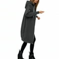thumbnail image 5 of Women Casual Zip up Polyester Hoodies, Long Hoodie Tunic Jackets Long Sleeve Sweater Dress with Side Pockets Dark Gray L, 5 of 7