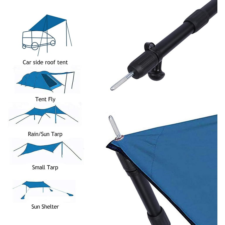 Free Shipping! REDCAMP Aluminum Adjustable Camping Tarp Poles, Set