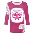 thumbnail image 4 of TIMIFIS Chandails de Sensibilisation au Cancer du Sein pour Femmes Ruban Chandail à Manches Longues Blouse Imprimée T-shirt Ample Blouse à Manches 3/4 Col Rond Hauts Décontractés Automne/hiver, 4 of 4