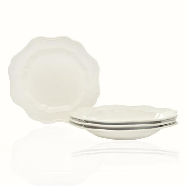 FQ900-401 Vanille Rouge Assiettes à Souper Blanches Country Estate de 11 Po - Ensemble de 4