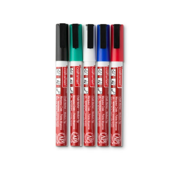 Basic Color Fine-Point Chalk Marker Set By Craft Smart 5ct Wet-erasable