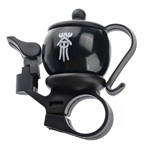 Raindrops Novelty Mini Teapot Shaped Bike Bell Ring in Black Made of Aluminum and Plastic