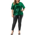 thumbnail image 2 of NOMADIC NOOK Women's Plus Size Shirts Metallic Holographic Concert Carnival Party Packs Blouses, 2 of 5
