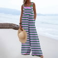 thumbnail image 2 of Summer Fashion Plus Size Jumpsuits for Women Petite Printed Jumpsuit Casual Button Pocket Sleeveless Wide Leg Trousers, 2 of 7