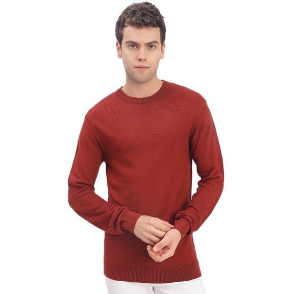 Cavardi Casual Men’s Round Neck Sweater – Rust | XXL