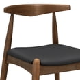 thumbnail image 3 of Set of 2, Rubberwood Dining Chairs with Faux Leather, Ergonomic Backrest & Faux Leather Upholstery, Walnut+Black, 3 of 11