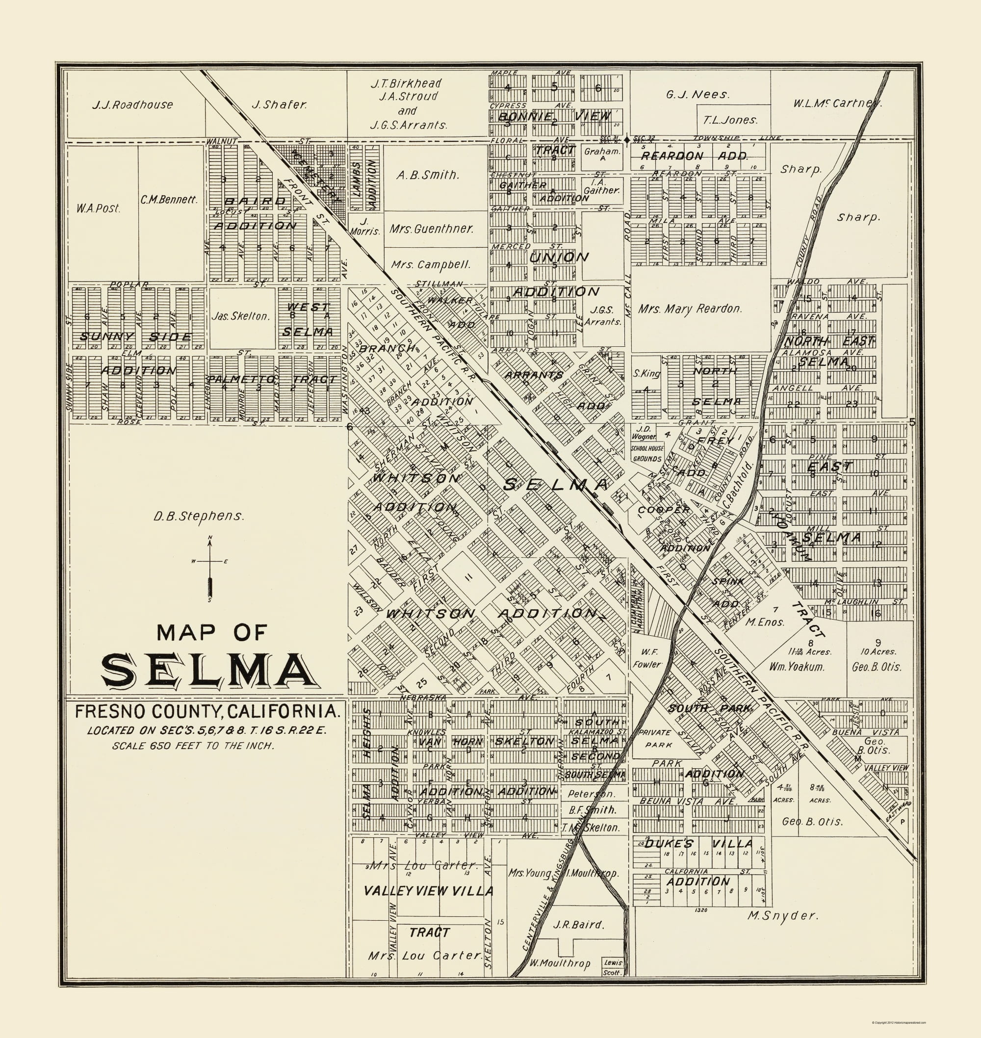 Selma California Landowner - Thomas 1892 - 23 x 24.33 - Walmart.com ...