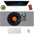thumbnail image 3 of Extended Gaming Mouse Pad Mat Large Desk Mat Non Slip Rubber Base Computer Desktop Laptop Keyboard Mouse Mat Stitched Edges, 35.5x15.7 in XXL Mousepad for Work Game, Retro Vintage Vinyl Record, 3 of 6