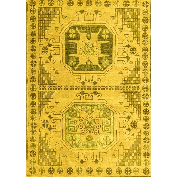 Ahgly Company Indoor Rectangle Abstract Yellow Modern Area Rugs, 5' x 8'