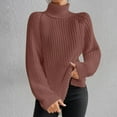thumbnail image 2 of YUGYXL Women's Turtleneck Sweaters Slouchy Knit Chunky Sweater Fall Winter Fashion Cable Weaving Long Sleeve Pullover Brown S, 2 of 7