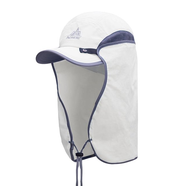 AONIJIE Dual Purpose Removable Foldable Sun Cap with Neck Flap, Sun Protection Breathable Mesh Shawl Cap(A#White)