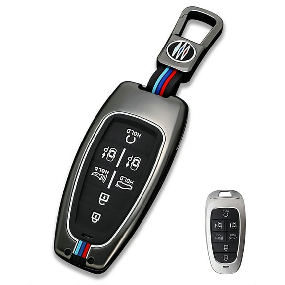 for Hyundai Key Fob Cover Case Metal Smart Key Holder Protector Compatible for Tucson Santa fe Sonata 2020-2024 7 Button