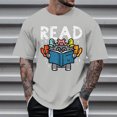 thumbnail image 2 of Men's T-Shirts Soft Summer Crew Neck Fashion Leisure Reading Day Letter Theme Printed Short Sleeved Casual Breathable Tshirt, 2 of 5