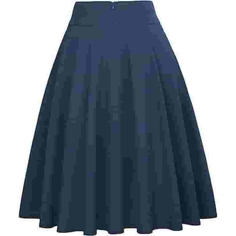 【Anyone more】Litu Black Blue Pleats Skirt Umfun Midi Skirts for Women Solid Elastic High Waist