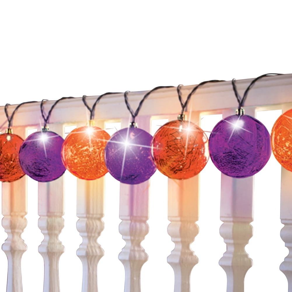 Tinsel Solar Globe String Lights Halloween Color, Halloween Color