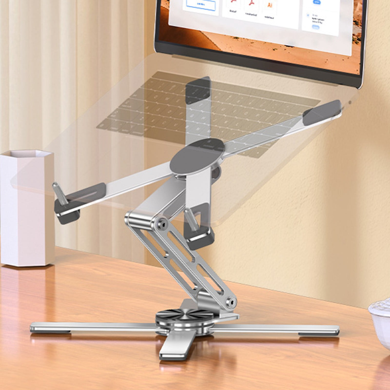 Portable Foldable Laptop Stand Adjustable Heights For 16Inch Notebook Ergonomic Aluminum Computer Risers For Offices Home Travel