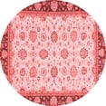 thumbnail image 1 of Ahgly Company Machine Washable Indoor Round Oriental Red Traditional Area Rugs, 4' Round, 1 of 4