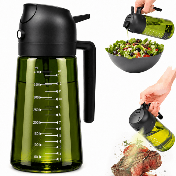 Oil Sprayer for Cooking, 2-in-1 17oz Glass Olive  Oil Dispenser BottleOil Sprayer for Kitchen, Salad, BBQ