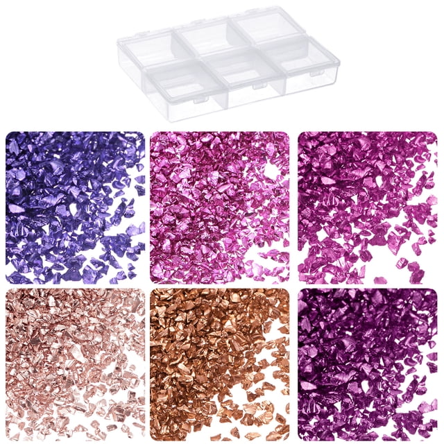 Unique Bargains 33g Éclats de Verre Écrasé 6 Couleurs 1-3mm, Série de Couleurs Roses