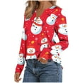 thumbnail image 7 of Craaazy Long Sleeve Tops for Women Christmas Printed V-neck Casual Button T-shirt Gifts, 7 of 7