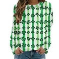 thumbnail image 5 of Craaazy Women's Green Shamrock Printed Long Sleeved Round Neck Cozy and Fashionable Sweatshirts Gifts, 5 of 5
